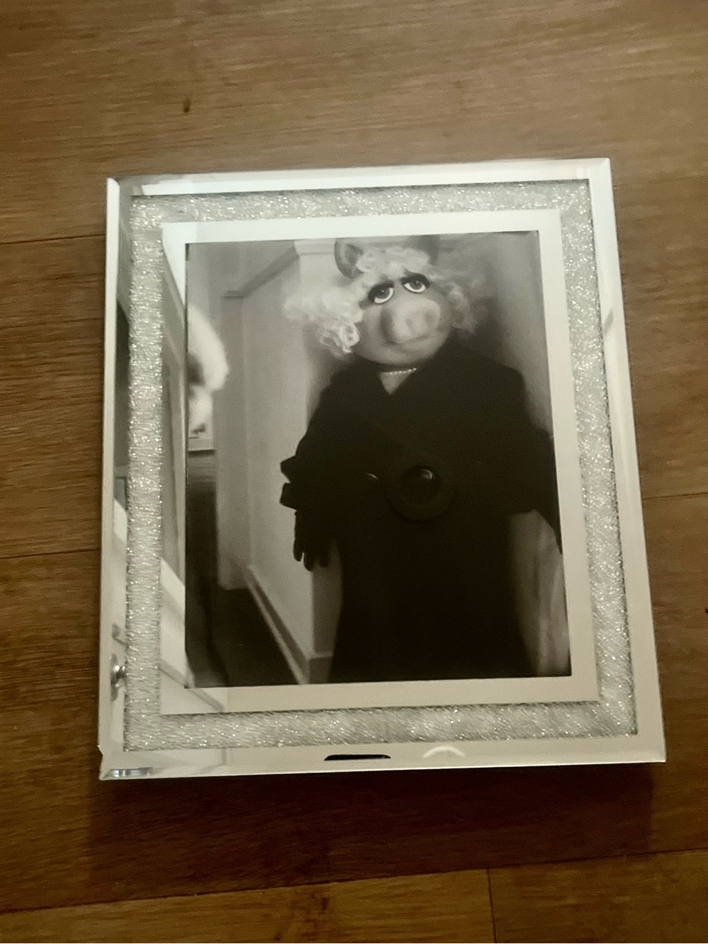 Glitter Frame Photo Display with Black & Silver Accents -8x10 no flaws